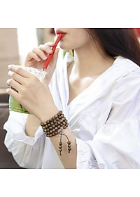 Vòng tay trầm hương tràng 108 hạt Tốc SƠN MỘC HƯƠNG tặng 1 mốc khóa SMH
