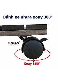 Đế Lót Chậu Cây Có Bánh Xe Thương Hiệu ANKAN, Đế Để Chậu Cây, Mặt Vuông Bằng Gỗ Tràm, Màu Đen Đường Kính 30 Cm, Tải Trọng 60kg - Hàng Xuất Khẩu