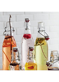 Chai thủy tinh nắp cài Bormioli Rocco Oxford 1L – Kín hơi tuyệt đối, đựng mật ong – đồ uống – Hàng nhập Italy