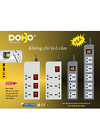 Ổ Cắm Dài 3 Lỗ Kèm Cổng USB Dobo Electric Korea (16A - 3m) - Trắng