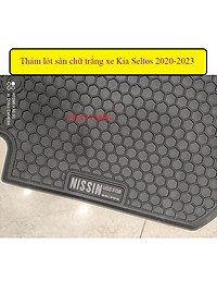 Thảm lót sàn xe Kia Seltos 2020-2023 mẫu tổ ong chữ trắng - hàng không mùi , cao su đúc, vừa form xe