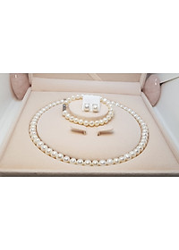 Bộ ngọc trai vòng cổ và vòng tay, bông tai (giao ngẫu nhiên)