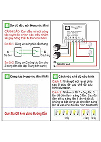 Công tắc Wifi Hunonic Mini 2 kênh 500W/kênh - LẮP SAU CÔNG TẮC ÂM TƯỜNG - Điều khiển từ xa bằng điện thoại