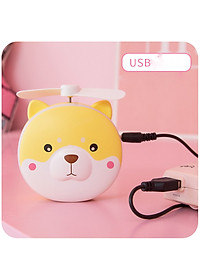 Gương Soi Mini Cầm Tay Hình Thú Cứng Ngỗ Nghĩnh Có Đèn Kèm Quạt Mini  Có Cổng Sạc USD Mẫu Ngẫu Nhiên
