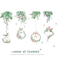 Decal giấy dán tường vòng hoa treo XC9053