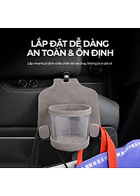 Móc Treo Đa Năng Có Hộc Đựng Ly Trên Ô Tô CIND BO-L021 Bằng Kim Loại Bọc Da Lộn Màu Xám Sang Trọng Cho Nội Thất Xe - Nhập Khẩu Chính Hãng