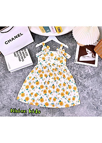 Đầm hai dây hoa mùa hè cho bé gái đi chơi đi học mát từ 20-40kg chất tơ mềm mại