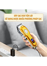 Tông đơ cắt tóc chuyên nghiệp KEMEI KM-802 công suất mạnh mẽ 10W có màn hình LCD hiển thị thông minh, sử dụng sạc USB sạc nhanh pin trâu 3h, tăng đơ, tondor dùng cho gia đình, salon tiệm tóc barber - hãng phân phối chính thức