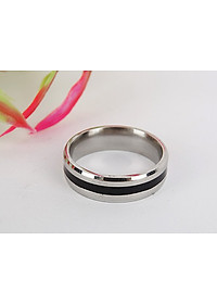 Nhẫn nam nữ trắng đen viền nhỏ tinh tế