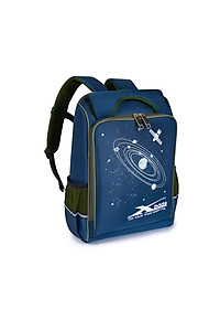 Balo học sinh chống gù cao cấp Xbags Universe xanh – Balo học sinh tiểu học siêu nhẹ nhiều ngăn đệm lưng êm ái họa tiết vũ trụ XB3104