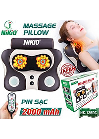 Máy (Gối) Massage Đấm Bóp Cổ Vai Gáy Nikio NK-136AC - Con Lăn 3D Xoa Bóp Chuyên Sâu Kết Hợp Hồng Ngoại Trị Liệu Đau Mỏi Cổ, Hỗ Trợ Mát Xa Lưng