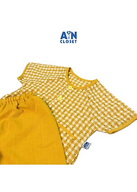 Bộ quần áo bà ba lửng unisex họa tiết Caro vàng cotton - AICDBTA271LM - AIN Closet