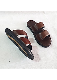 Dép da nam hai quai Trường Hải da bò thật 3 màu nâu,đen, vàng DN125MĐ