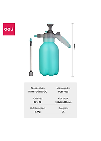 Bình Xịt Tưới Cây Deli 2 Lít, 2 Vòi Dài / Ngắn Tiện Dụng, Phun Sương Tưới Cây Cảnh, Làm Vườn, Chất Liệu An Toàn DL581020