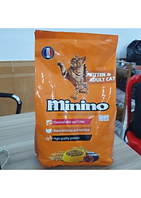 Thức ăn cho mèo con & mèo trưởng thành Minino Tuna Flavored vị cá ngừ gói 1.3kg