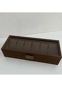 Hộp đựng đồng hồ - Hộp đựng 6 đồng hồ bằng gỗ màu nâu