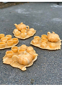 Bộ ấm trà hình lá bí đá ngọc hoàng long