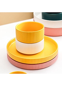 Tô Sứ Vân Sọc, Tô đựng mì salat , Tô canh sứ màu La Mã cao cấp không chì