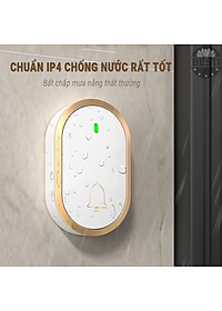 Chuông Cửa Không Dây Thông Minh Besti YBT01 (1 Nút Bấm, 1 Chuông ), Chống Nước, Khoảng Cách Sử Dụng Hiệu Quả 300M, 60 Loại Nhạc Chuông, 4 Mức Điều Chỉnh Âm Lượng - Hàng Chính Hãng