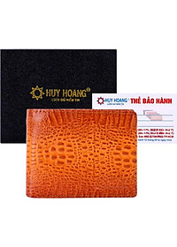 Ví Nam Vân Cá Sấu Nguyên Con Huy Hoàng HT2147 (12.5 x 10 cm) - Vàng