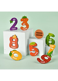 Đồ chơi giáo dục – Bộ chữ cái / Bộ chữ số nam châm hình con vật, trái cây, rau củ - chính hãng MIDEER