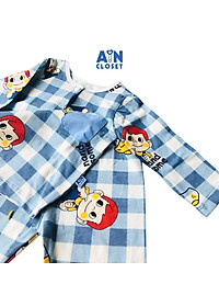Bộ quần áo dài bé trai họa tiết Caro xanh thun cotton - AICDBT5UEJFL 