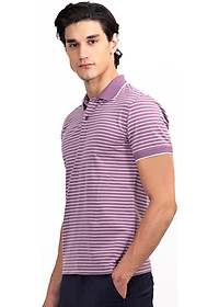 Áo Polo Nam Dệt Sọc Novelty NATMSNMCSR191046N - Tím Ruốc Sọc Trắng