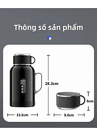 Bình Đun Nước Xe Hơi Giữ Nhiệt Dung Tích Lớn 1500ML 200W SUS304 Chế Độ Nguồn Kép 12V-24V Kèm Bộ Adapter 220V Dùng Trong Gia Đình Và Cho Xe Tải Xe Khách Đường Dài