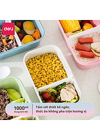 Hộp Cơm Trưa Văn Phòng Lúa Mạch Deli - 2 Ngăn Linh Hoạt Có Thể Sử Dụng Trong Lò Vi Sóng Chống Tràn An Toàn, Hộp Đựng Cơm Tặng Kèm Thìa Dĩa