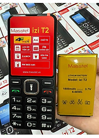 Điện thoại Masstel izi T2 4G(LTE), Màn hình 2.4 inch, Đèn pin siêu sáng, Loa to - Hàng chính hãng