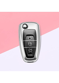Móc khóa kèm ốp bảo vệ chìa khóa xe Ford Everest, Ranger XLS, Ford Ranger Wildtrak nhựa mềm TPU tráng gương sáng bóng