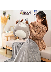 Chăn Gối Văn Phòng 3 Trong 1 Kiểu Bò Siêu Dễ Thương Dùng Để Ngủ Tại Văn Phòng Trên Sofa Màu Sắc Nhã Nhặn Vải Nỉ Siêu Mềm Mịn