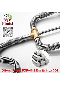 Xi Phông Chậu Rửa Bát 2 Hố Pimisi PXP-31-2 Inox Cao Cấp Kiểu Chun Uốn - Kim Loại Bẻ Cong Được, Thoát Nước Nhanh, Dùng Để Xả Thải Nước Bồn Rửa Chén 2 Hộc Thu 110 Inox 304, Chống Mùi Hôi Và Côn Trùng Gián, Chuột Cắn Phá - Có Đầu Thoát Tràn | Hàng Chính Hãng