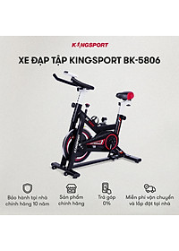 Xe đạp tập thể dục tại nhà Kingsport BK-5806, tích hợp đồng hồ thông minh đo nhịp tim và các thông số khi tập luyện, cân nặng phù hợp từ dưới 70-75kg