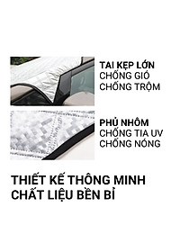 Tấm Bạt Chắn Nắng Kính Lái Xe Ô Tô A551 Có Tai Chụp Gương Chiếu Hậu 2 Bên