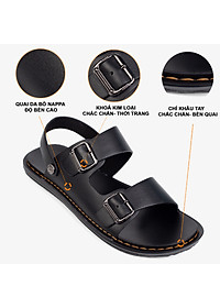 Dép nam quai ngang da bò Nappa cao cấp Bụi Leather E101 - Đế cao su đúc nguyên khối, chống trơn trượt