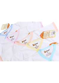 Set 5 áo sơ sinh cổ tim viền màu tay ngắn cho bé BB08
