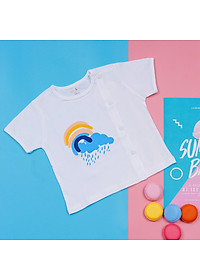 Áo sơ sinh cotton bác sĩ tay ngắn