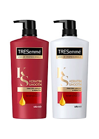 Combo Dầu Gội, Dầu Xả TRESEMME Keratin Smooth Dưỡng tóc khô xơ rối Công thức chuẩn salon Hydrolyzed Keratin trong Dầu Gội và dầu Xả dưỡng Tóc Vào…