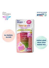 Kem chống nắng nâng tông Skin Aqua Tone up Rose cho da trắng, khuyết điểm xanh hoặc tái xanh, dạng tinh chất Sunplay Skin Aqua Tone Up UV Essence Happiness Aura (Rose) SPF 50+ PA++++ 50g