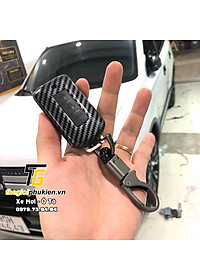 Ốp nhựa carbon, bọc bảo vệ chìa khóa xe dành cho Mitsubishi Outlander, Xpander kèm móc đeo INOX