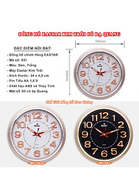 Đồng Hồ Treo Tường Cao Cấp DẠ QUANG KIM TRÔI EASTAR - Số Nổi 3D Tròn Cổ Điển 31cm - Tặng Pin Maxell - BH 1 Năm