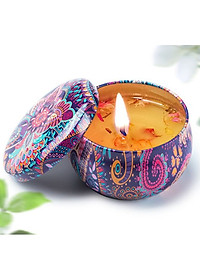 Bộ 4 hộp nến thơm Anzzar cao cấp hương hoa tinh dầu dịu nhẹ, sáp thơm trong hộp thiếc hoa văn tinh tế phong cách Bắc Âu NT-04