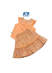 Bộ áo váy ngắn bé gái họa tiết Hoa nhí cam nhiệt đới cara - AICDBGMAC07U - AIN Closet