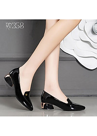 Giày búp bê nữ cao gót 2 phân hàng hiệu rosata đẹp hai màu đen đỏ ro358