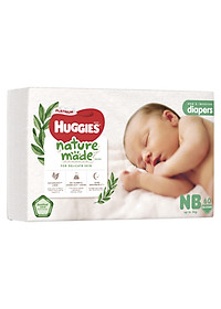 Tã/Bỉm dán sơ sinh Huggies Platinum NatureMade - Gói Super Jumbo S82/ NB60 - Hàng chính hãng