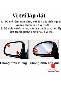 Gương cầu lồi gắn kính hậu ô tô xoay 360 xóa điểm mù