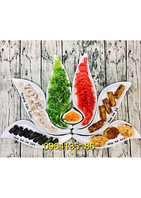 Bộ đĩa bày đồ ăn hình bông sen trắng gốm sứ Bát Tràng