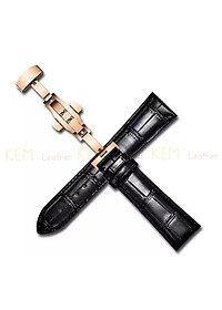 Dây Đồng Hồ Da Cá Sấu Đen Size 14/16/18/20/22/24/26mm - Dây Đeo Da Cá Sấu Thật 100% - Bảo Hành 12 Tháng