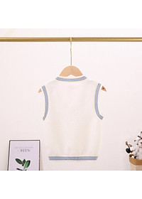 Áo len gile cho bé gái cổ tim 3-8 tuổi hàng WERZTOUN đanh sợi không bai xù điệu đà đáng yêu